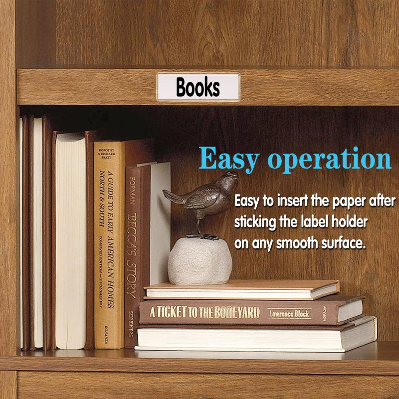 ELEMGULY Self Adhesive Label Holders, ELEMGULY 104 Pack Adhesive Shelf Tag Shelf Label Holder Clear Pocket Holder with Paper for Supermarket, Bookshelf, Kitchen (2 x 1 Inch) - Image 3